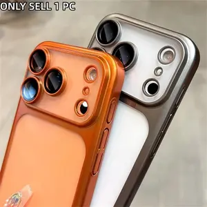 Minimalist Ice Feel Clear Matte Electroplated Camera Protection Case Compatible with iPhone 17 Pro Max/17 Pro/17/17 Air/16/15 Transparent with Lens Film, Mobile Accessory, Gadget Cover, Modern Aesthetic, Sleek Style, Scratchresistant
