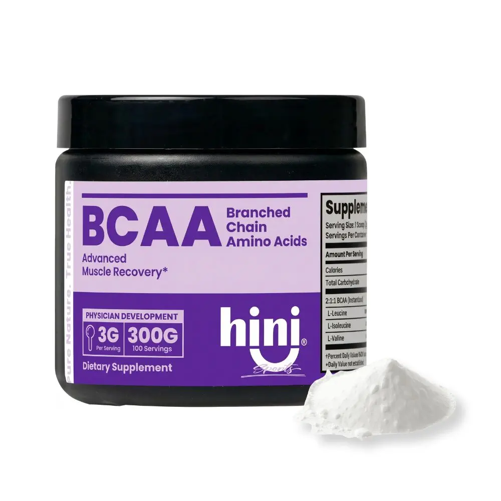 HINI Pure BCAA Powder - 300g (10.58 oz), 100 Servings, 2:1:1 Ratio Branched Chain Amino Acids, Third Tested Dietary Supplement for Muscle Recovery & Growth, Unflavored, Keto-Friendly, Gluten-Free, No Fillers