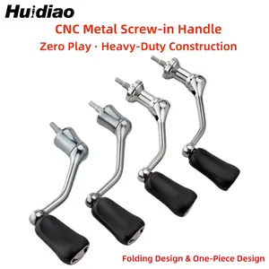 Huidiao 1 pc CNC All Metal Screw-in Handle for Spinning Fishing Reel 1000-4000 Series Ultra-Sturdy Rocker Arm Waterproof Corrosion Resistant One-Piece/Folding Deisgn Fishing Accessories