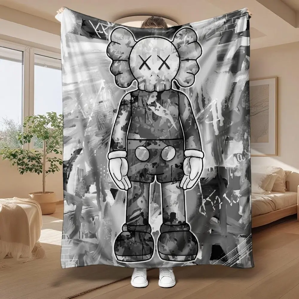 KAWS Graffiti Art Flannel Throw Blanket - Super Soft Plush 50x60in Blanket for Couch, Machine Washable All-Season Warm Lightweight Gift for Teens, Mom, Friend, Bestie (Ideal for Birthdays, Housewarmings)