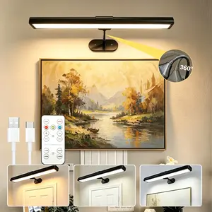 USB Rechargeable Wall-Mounted Picture Light, Wireless Remote, 16-Inch Adjustable LED Art Display Lamp, 3 Color Temperatures, Ideal for Gallery, Living Room, Bedroom, Hallway