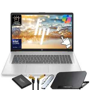 HP 17.3" Touchscreen Business Laptop Computer, Intel 12-Core Ultra 7 255U, 32GB DDR5, 2TB SSD, Fingerprint Reader, Wi-Fi 6, Backlit Keyboard, Windows 11 Home,Silver