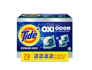 Tide Power PODS + Ultra OXI Laundry Detergent Pacs 72 ct USA Made Detergent Packs
