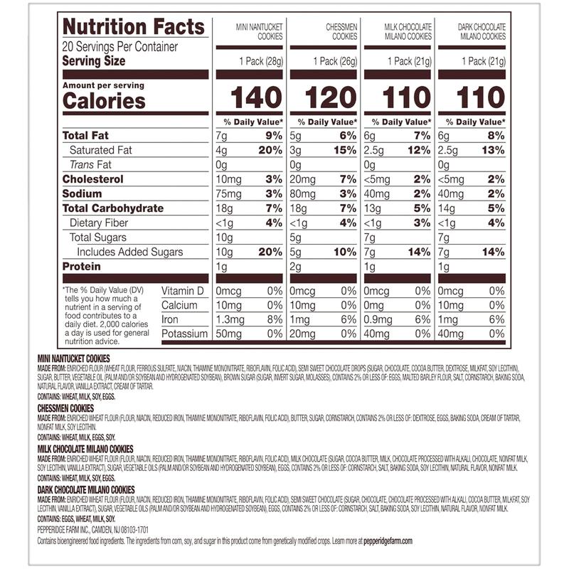 Pepperidge Farm Cookies Variety Pack, Snack Packs, 20 Pk