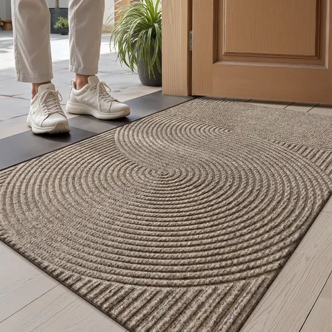 Geometric Retro Door Mat, Modern Style All Seasons Rug, Fade Resistant, Low Profile, Non-Slip, Easy Clean, Indoor Outdoor Decor, Doormats