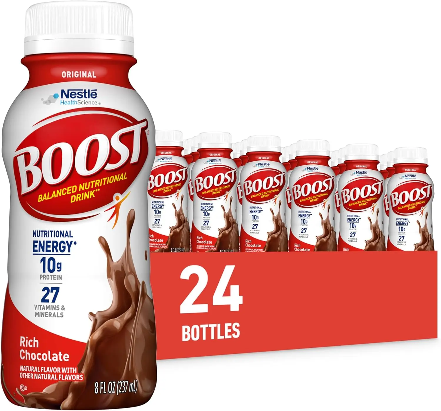 Original Ready to Drink Nutritional Drinks, Rich Chocolate, 8 Fl Oz Bottles (Pack of 24)