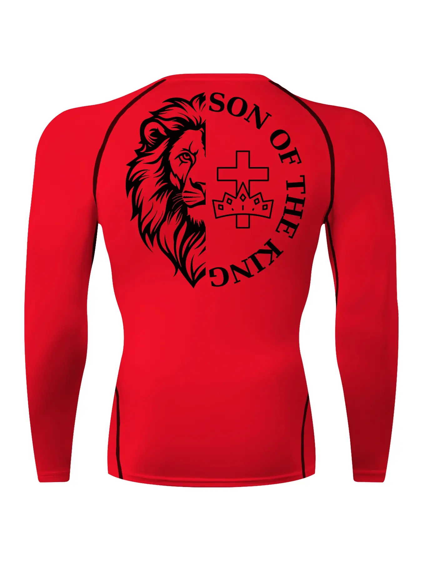 Men's Lion Cross Graphic Print Long Sleeve Compression Shirt, Gym Workout Fitness Training Running Tight-Fit T-Shirt, Athletic Quick-Dry Stretchy Baselayers Undershirts Top, Spring & Fall Sportswear Activewear, Fitness Apparel, Athletic Sports Clothing