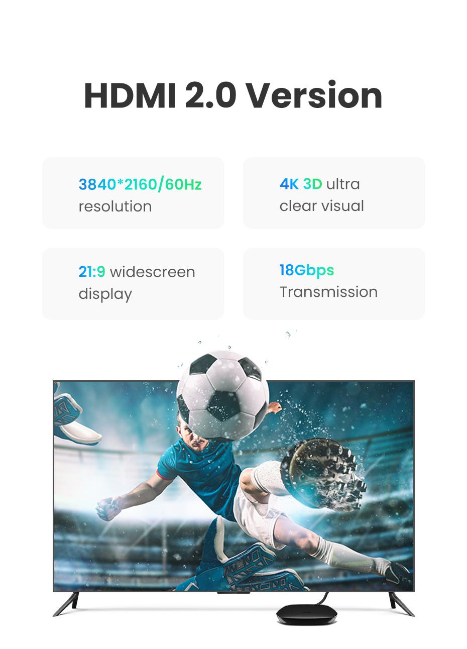 UGREEN 4K@60Hz HDMI Cable High Speed Monitor Cable 1.5FT | 18Gbps, Ethernet Support, Compatible with UHD TV Computer Switch Xbox 360 PS5 PS4 Blu-ray tiktokshopbacktoschool, Cable Connection, 1.5 Feet