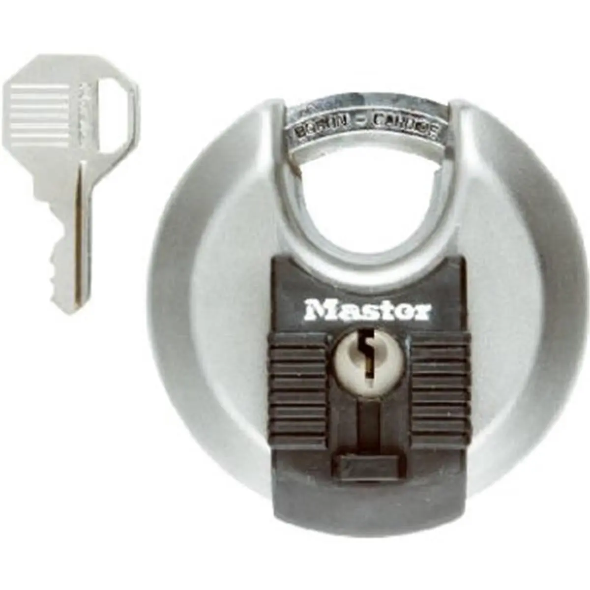 Master Lock Keyed Disc Padlock - 2-in-0.75-in Shackle, 70 mm Steel Antitheft Device Locks & Security, Weatherproof, High-Quality for Motorcycle Home Use