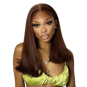 Arabella Hair Chocolate Brown Blunt Cut Thick Silky Straight 6x5 Glueless Wear It Go Human Hair Lace Closure Wig Pre-Everything Bleached Mini Knots