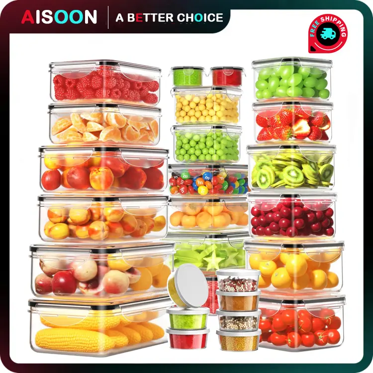 40 Pcs Large Plastic Airtight Food Storage Container Set (20 Containers+20 Lids) Leakproof, BPA-Free, Labels&Marker, Kitchen Organization