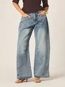 MISSGUIDED Low Rise Wide Leg Pleated Palazzo Jeans