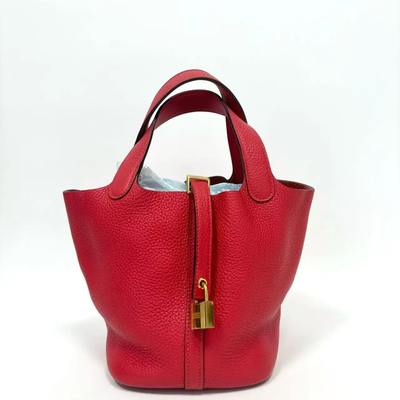 Pre-owned HERMÈS Red Picotin Lock Bucket Bag Base Length 22cm Code N23029370