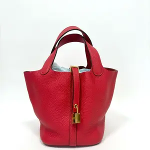 Pre-owned HERMÈS Red Picotin Lock Bucket Bag Base Length 22cm Code N23029370