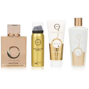 Armaf Club De Nuit Milestone for Men 4-Piece Set 3.4 Ounce Eau De Parfum Body Spray Shower Gel & Bubble Bath