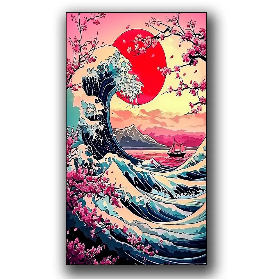 Wave Diamond Painting Kits for Adults, Sunset Diamond Art Paintings Kit ...