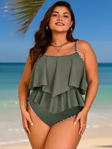 Women’s Plus Size Tankini Swimsuit – Ruffle Layer Beach Swimwear