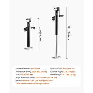 VEVOR Trailer Jack, 5000 lbs Dynamic Load Capacity, Weld-on Pipe-Mount Swivel Trailer Jack with Ergonomic Handle, 15-inch Vertical Travel, Suitable for RV, Horse, Utility, Camping and Yacht Trailers