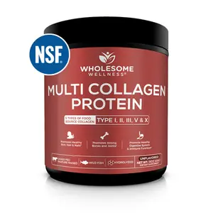 Multi Collagen Protein Powder Hydrolyzed (Type I II III V X) Grass-Fed All-in-One Super Bone Broth + Collagen Peptides - Premium Blend of Grass-Fed Beef, Chicken, Wild Fish, Eggshell Collagen
