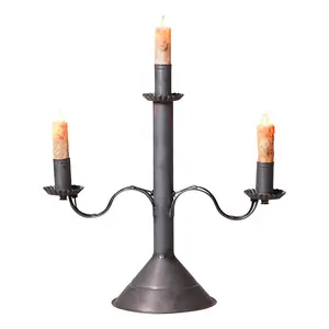 Three Arm Manor House Accent Light Electric Candle Holder in Kettle Black