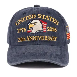 United States 1776 2026 250th Anniversary Mens Embroidered Soft Top Baseball Cap Patriotic Eagle Design All Season Hat for Daily Wear Fourth of July Street Style