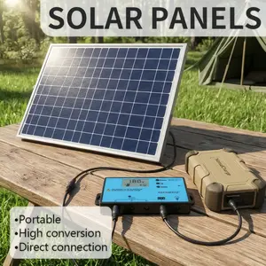 Portable Solar Panel with Controller, 1 Set 10W Solar Panel Charger, Outdoor Solar Panel Kit for Mobile Power, Camping, Hiking, Car, Boat, Phone, Monitoring