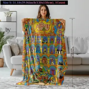 Muppet Show Theatre Collage Blanket Ultra Soft Flannel Cozy Warm Colorful Classic Characters Bedroom Couch Sofa Office Travel Camping Nap Throw Decor Decorative Throw Perfect Birthday Gift Christmas Gift for Kids Fans Adults Nostalgic Cartoon Style