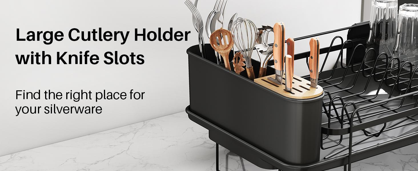 SNTD Dish Drying Rack - Large Dish Racks for Kitchen Counter, Expandable Dish Drainers with Cutlery Holder Stainless Steel Rustproof SNTD Dish Drying Rack - Large Dish Racks for Kitchen Counter, Expandable Dish Drainers with Cutlery Holder Stainless Steel Rustproof