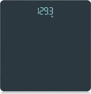 Digital bathroom scale, professional weighing since 2001, crystal clear LED and walk-in, including battery, 400 pounds/180 kilograms, blue
