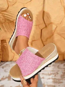 Women's Platform Wedge Slide Sandals, Open Toe Espadrille Wedge Sandals, Slip-On Casual Footwear for Everyday, Lightweight Wedge Mules for Summer, Versatile Summer Sandals