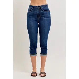 Judy Blue High Waist Cuffed Capri Denim Jeans 72123