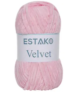 Estako Velvet Chenille Blanket amigurumi Yarn for Crocheting and Knitting Super Bulky 100 gr (132 yds) (1310 - Baby Pink)