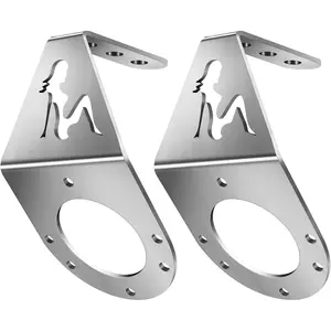 Watermelon Lights Bracket,12 Gauge 304 Stainless Steel Angled Mirror Turn Signal L Shaped Mount w/Watermelon Light Hole for Semi Truck,Mirror Polished,Truck Girl Pattern,2 Pack