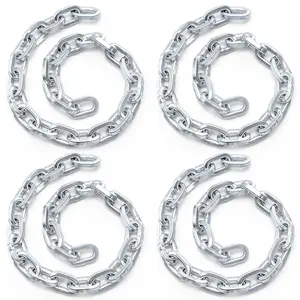 4 Pack Security Link Chain 1/4 Inch, 2ft Steel Gate Link Chain, Heavy Duty Thick Coil Chain for Home, Outdoor, Fences, Bicycles, Scooters, Garage Doors, Pet Cages, Barn Door (No Lock)