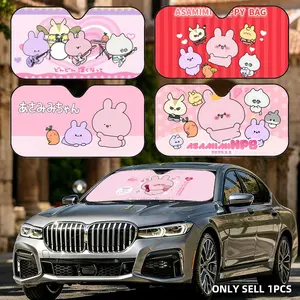 Cartoon A-Asamimichan CUTE Sun Visor 5-Layer Reusable Aluminum Foil Sunshade | UV Protector & Heat Insulation for Car | Foldable, Fits Most SUVs & Trucks, Keeps Your Car Cool & Protects Dashboard