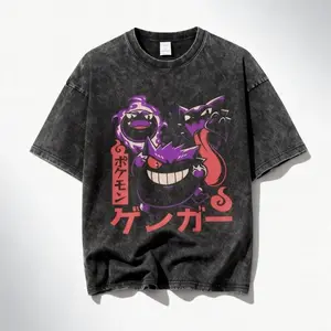 Pokemon Gengar Shirt, Anime Ghost Tee, Mineral Wash T Shirt, Cute Dark Anime Tee, Vintage Pokemon Shirt, Japanese Anime Tee 908