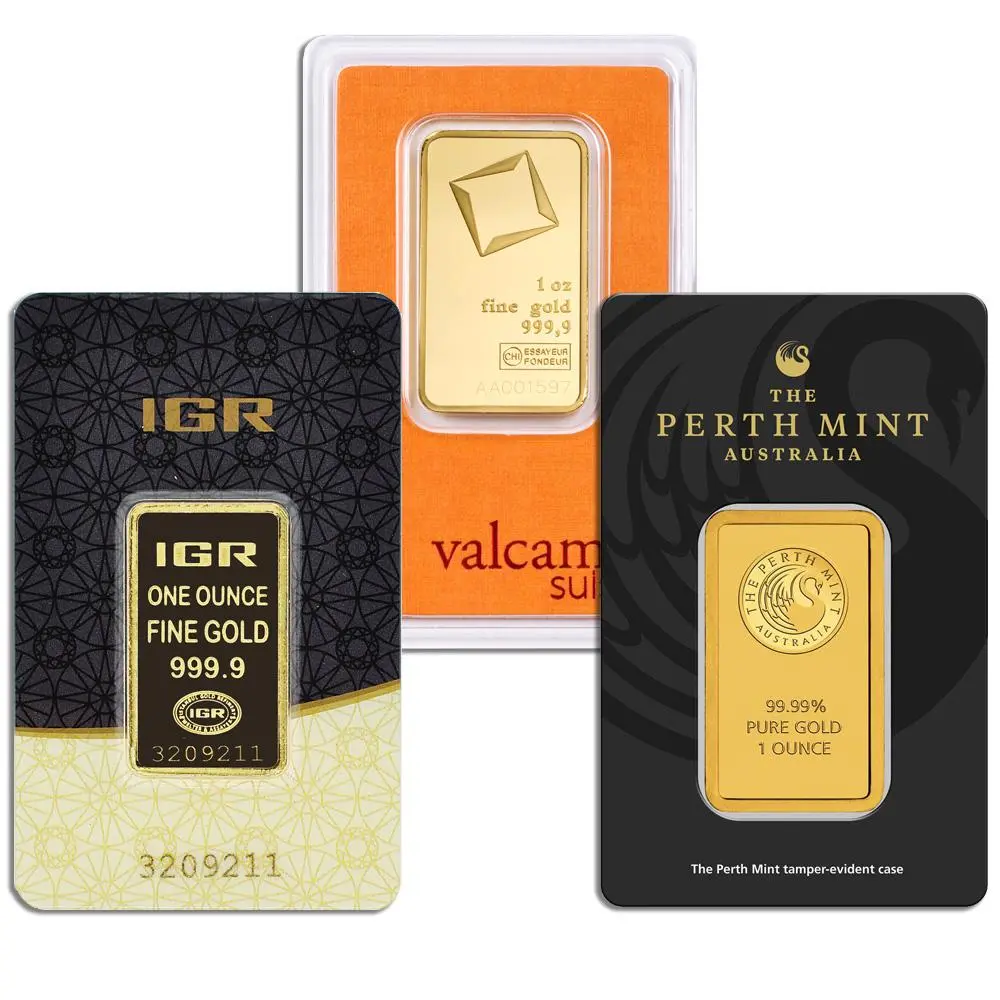 1 oz .9999 Pure Gold Bar - Carded, Brand Varies, Investment-Grade Collectible Sports Collectibles Accessory