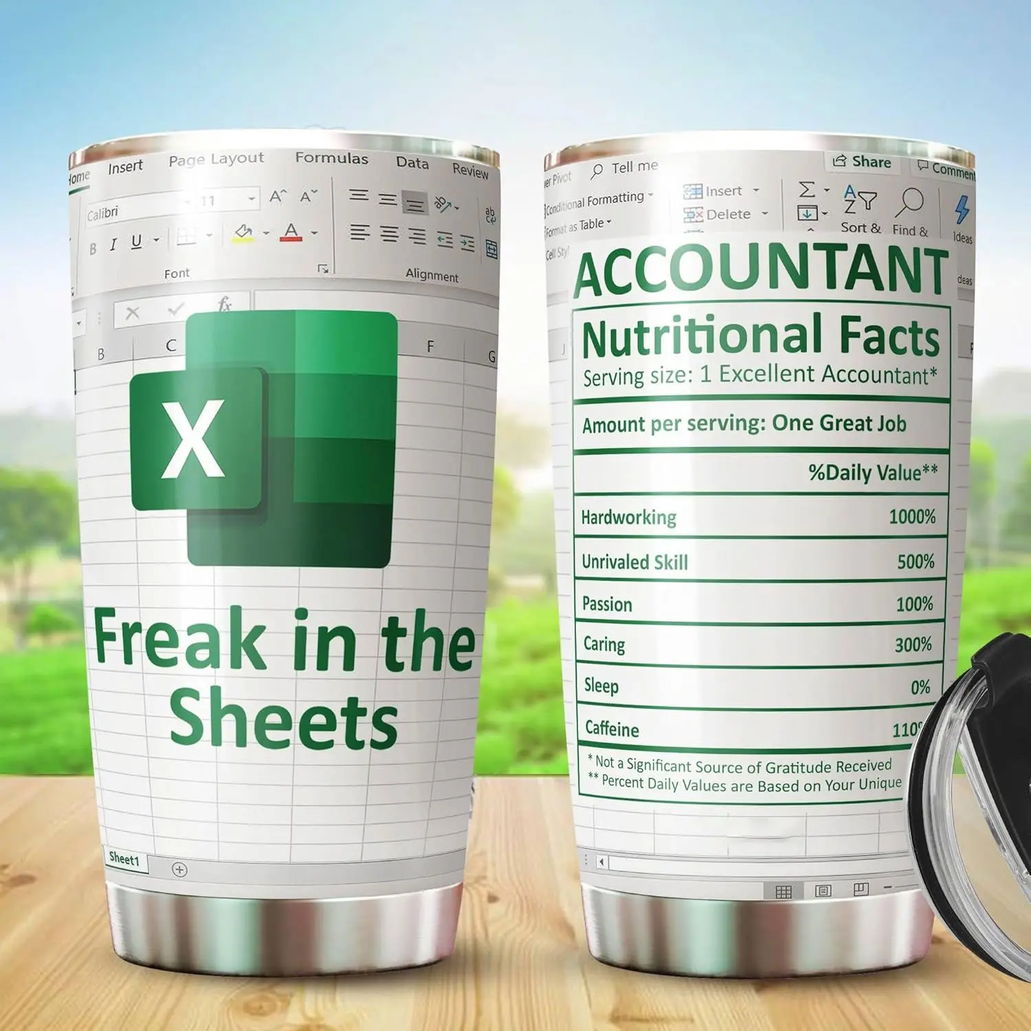 Accountant Inspired Stainless Steel Tumbler Cup, Spreadsheet Office Travel Mug, Gift for Accountant, Bookkeeper, Analyst, Coworker, Boss, Desk Accessory