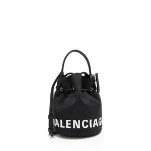 Pre-owned Balenciaga Nylon Crossbody Bags Recycled Logo Wheel XS Bucket Bag