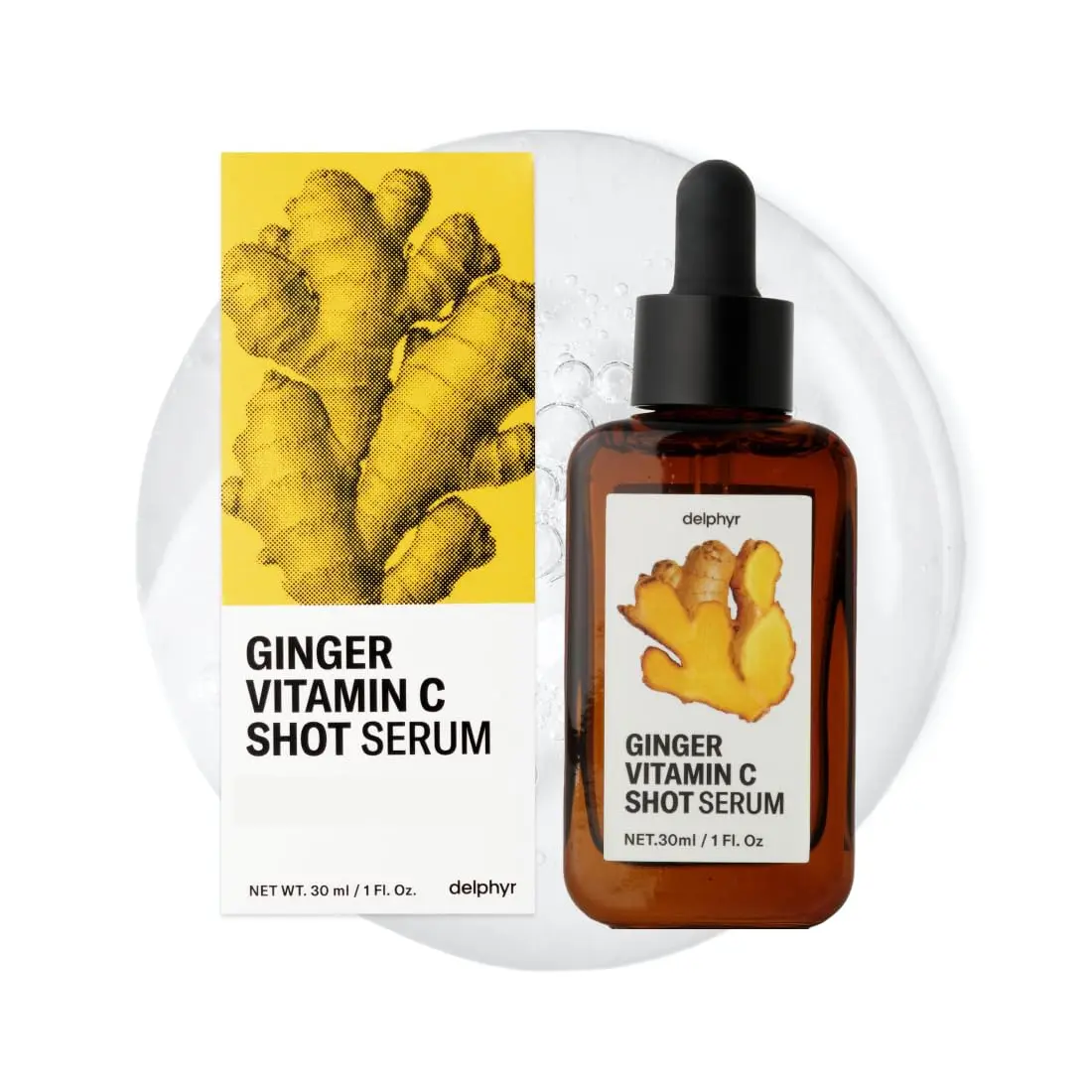 delphyr Ginger Vitamin C Shot Serum | Daily brightening serum with Ginger Extract & Vitamin C | Targets dark spots and dullness | Korean vegan skincare for all skin types