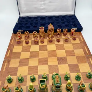 Handmade Wooden Chess Special Edition with Intricate Designs and Rich Colors