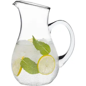 Glass Water Pitcher with Spout - Elegant Serving Carafe for Water, Juice, Sangria, Lemonade, and  - -Clear Glass Beverage Pitcher.