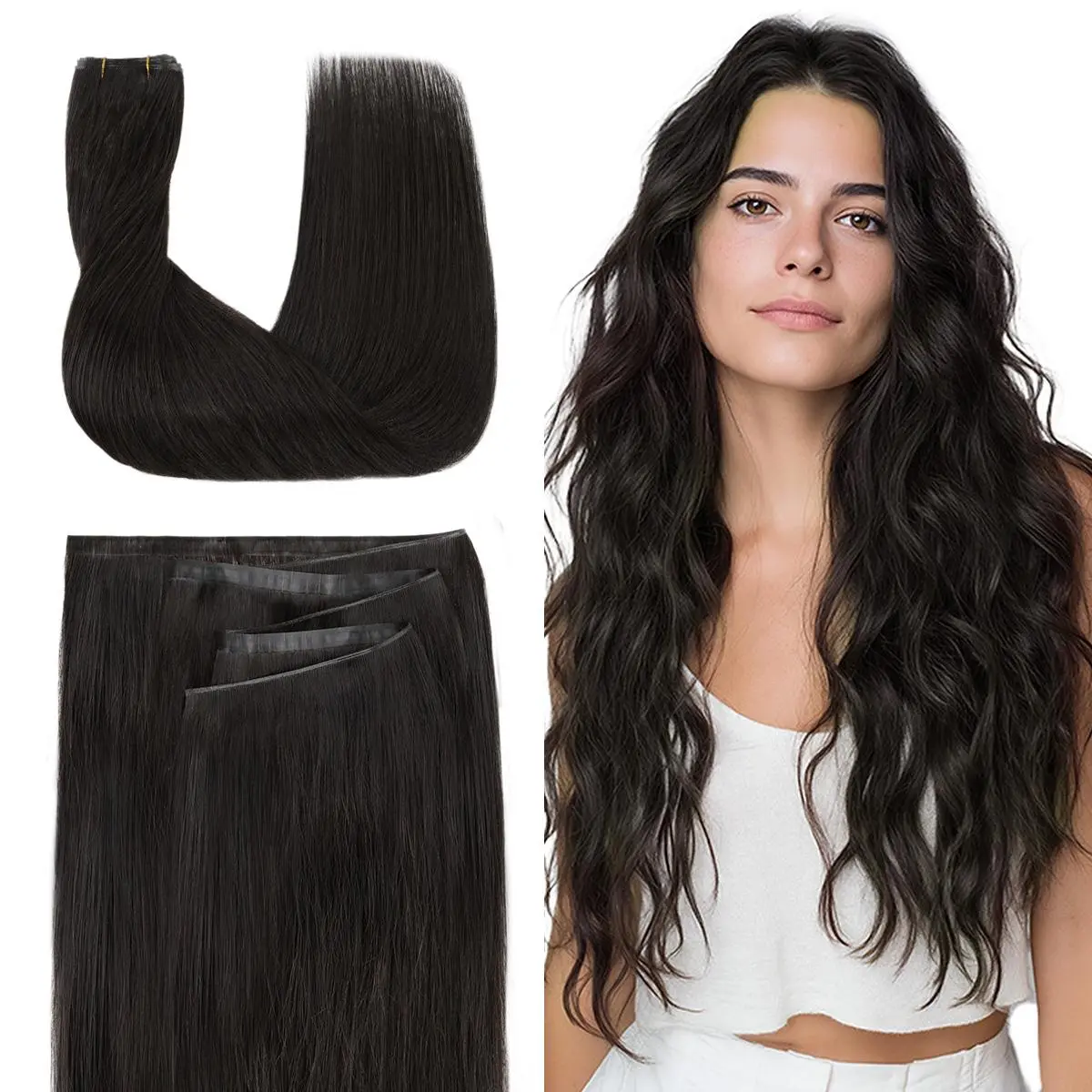 GOO GOO Tape In Weft Extensions,Genius PU Long Weft premium tape wefts,14-24 Inch Real Human Hair Remy Human Hair for Natural Look & Volume summer hairstyles #summerwins #SummerFinds