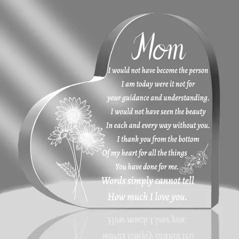 1pc,Acrylic Plaque Gift from Son/Daughter to Mom Birthday, Christmas & Mother's Day Present Desktop Decoration & Living Room Decor