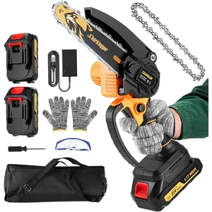 Mini, 6-inch Small Chainsaws, Chain Saw for Tree Pruning Shears Maintenance, Best Fathers Day Gift for Men Dad Husband(2 Batteries)
