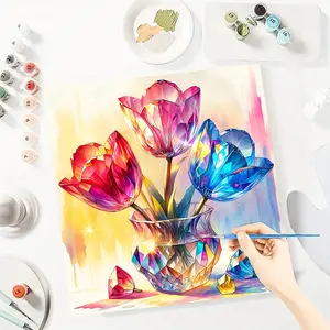 Art Tulip Paint by Numbers for Adult,Paint by Number Kit for Beginners,DIY Acrylic Paint Canvas Painting Kits Art ,Home Wall Decor Gift for Her, 20x20 inch(Without Frame)