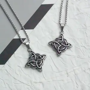 Witch Knot Stainless Steel Necklace, Unisex Fashion Pendant Jewelry Necklace