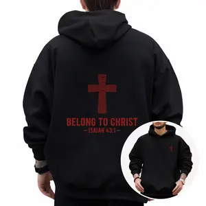 Faith-Inspired Long Sleeve Hoodie Featuring Isaiah 43:1 and Bold Cross Design