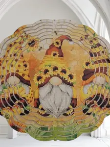 Gnome Wind Spinner 10" Metal Garden Decoration with a Crystal Tail, includes Hanging Hook for Indoor and Outdoor Decoration