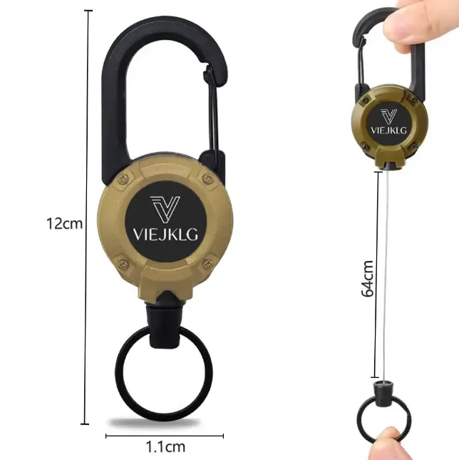 American-Style 3-in-1 Telescopic Rope Buckle Keychain - High-Strength Wear-Resistant Steel Wire Rope Ring, Outdoor Fishing Camping Key Storage Fashion Accessory